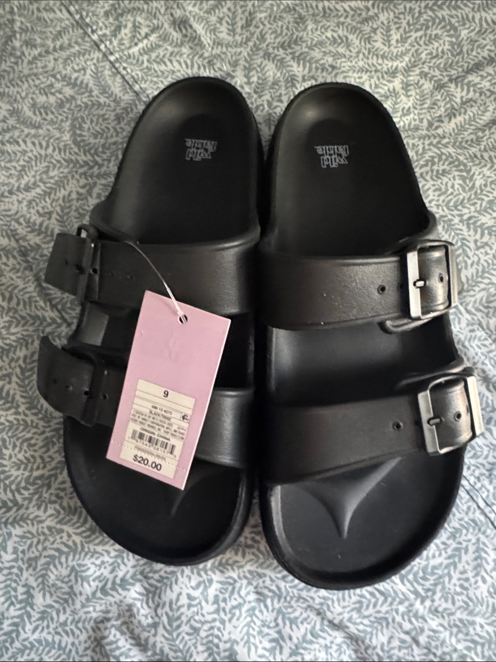 Black Double-Buckle women’s Slide Sandals